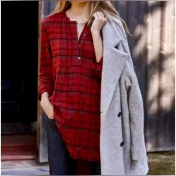HOLDING HORSES Anthropologie Red Plaid Button Down Shirt - SZ XS - Picture 1 of 10